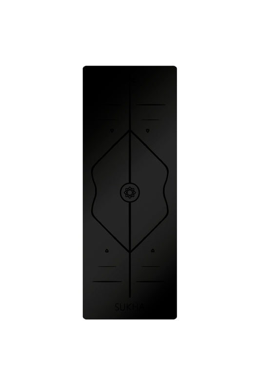 Tapete / Mat de Yoga con alineación Sukha Negro