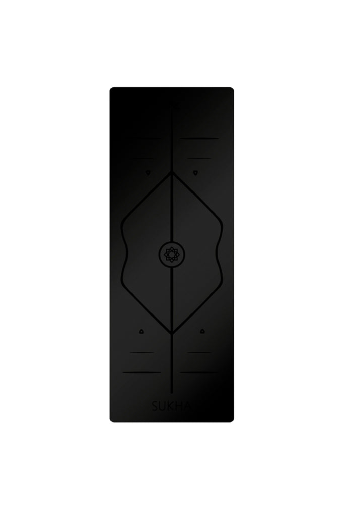 Tapete / Mat de Yoga con alineación Sukha Negro